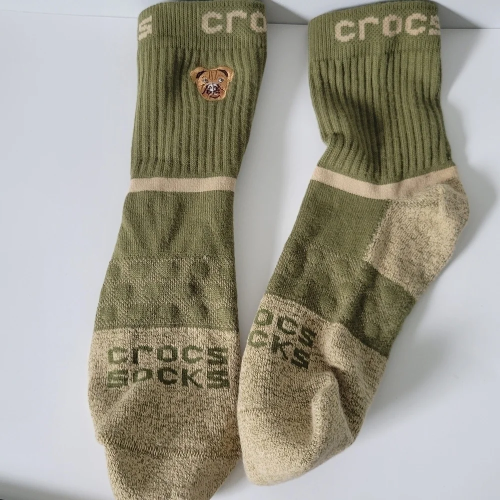 CROCS Men's Olive and Beige Casual Socks